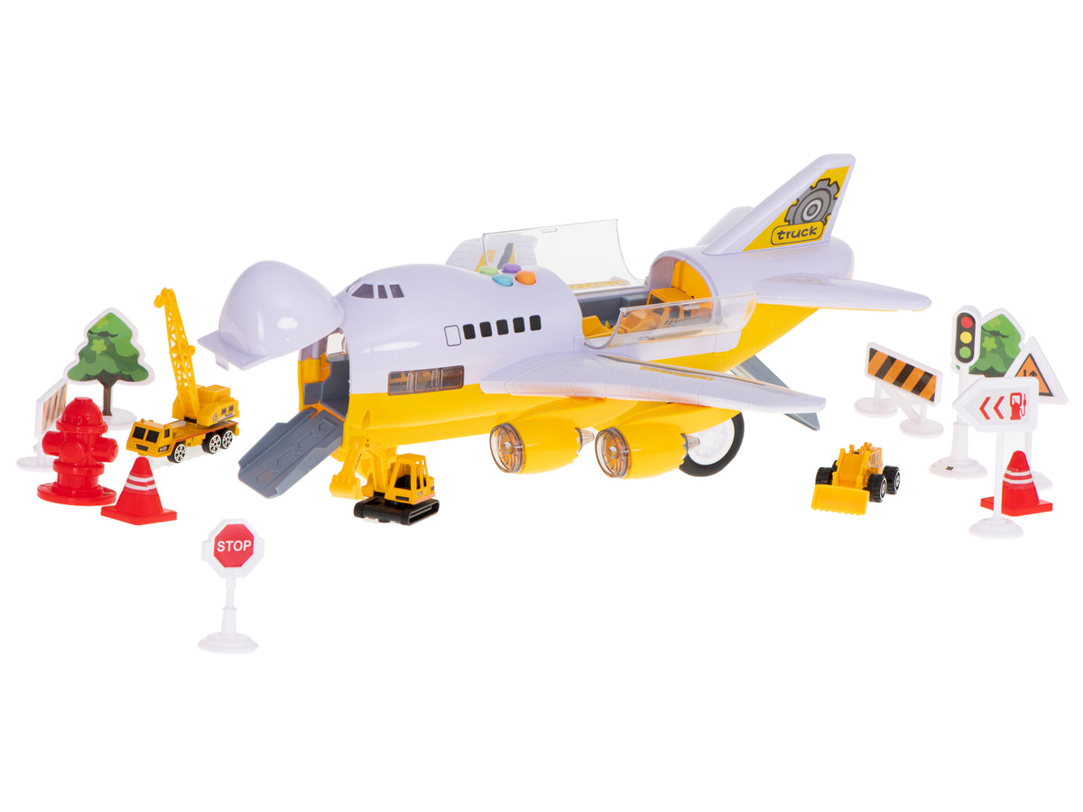 Transporter Aircraft + 6 Cars Construction Vehicles Side/front