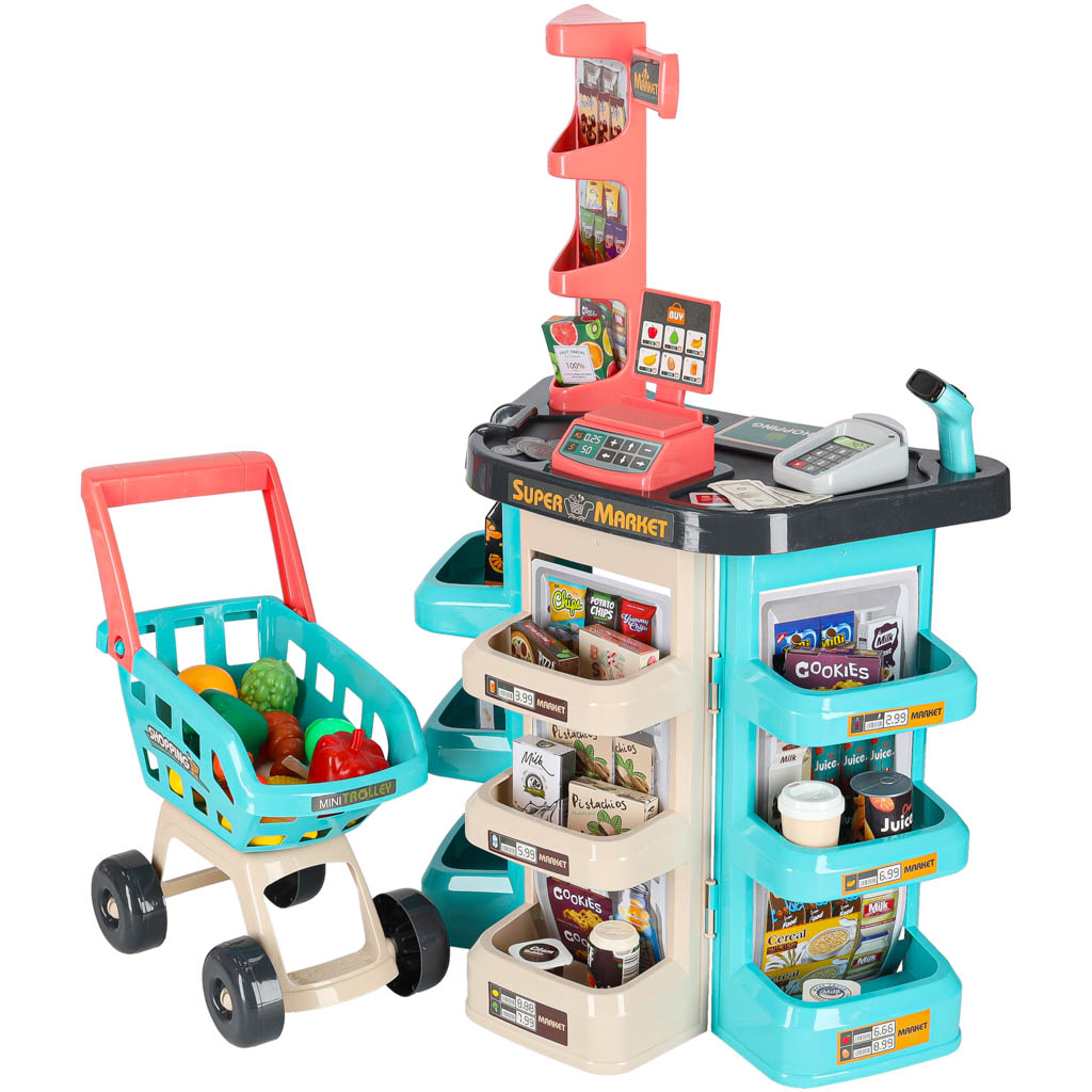 Supermarket Store Cash Register + Mint Cart