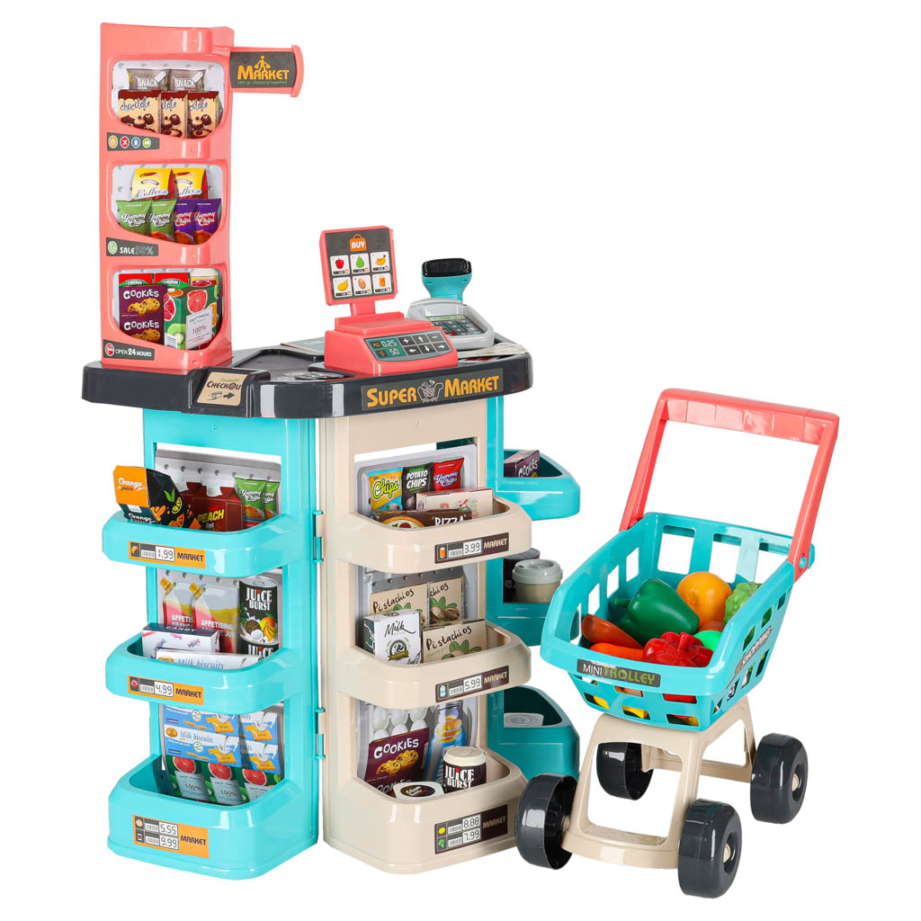 Supermarket Store Cash Register + Mint Cart