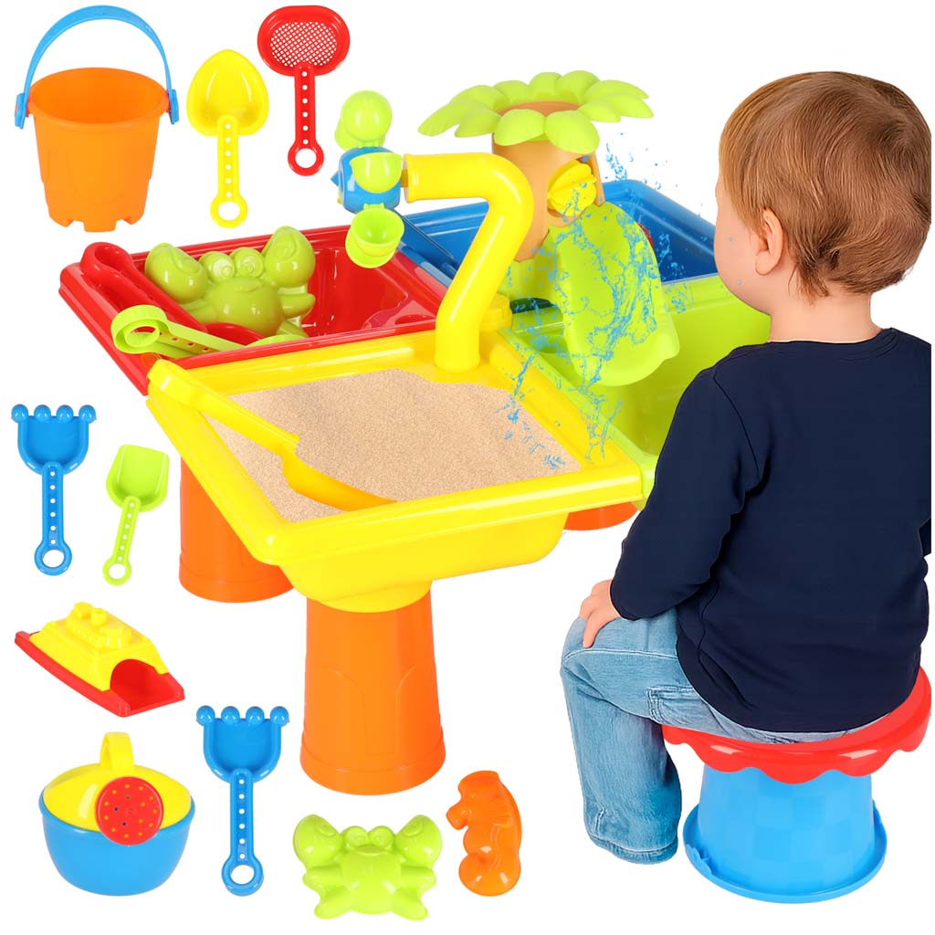 Water Table Four Parts Sandbox Shovel Watering Can Stool