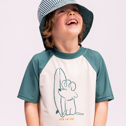 Swim Essentials Zwemshirt Korte Mouwen - Groen - Surfer