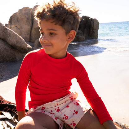 Swim Essentials Swimming T-shirt - Long Sleeve - Red - Crabby