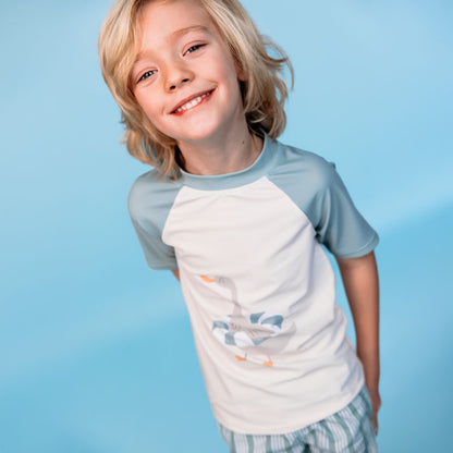 T-shirt de natation Swim Essentials - Manches courtes - Vert - Resort Stripe