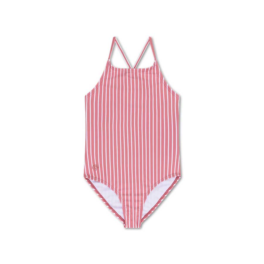Swim Essentials Maiô Meninas - Listrado vermelho/branco - Daisy Flower