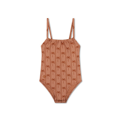 Swim Essentials Swimsuit Girls - Brown - Palm Stripe