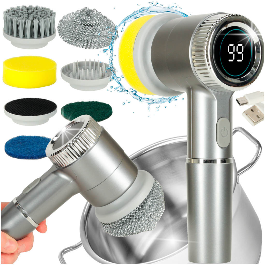 Brush Electric Washer 5-in-1 For Bathroom Floor Grout Pool Led Cleaner