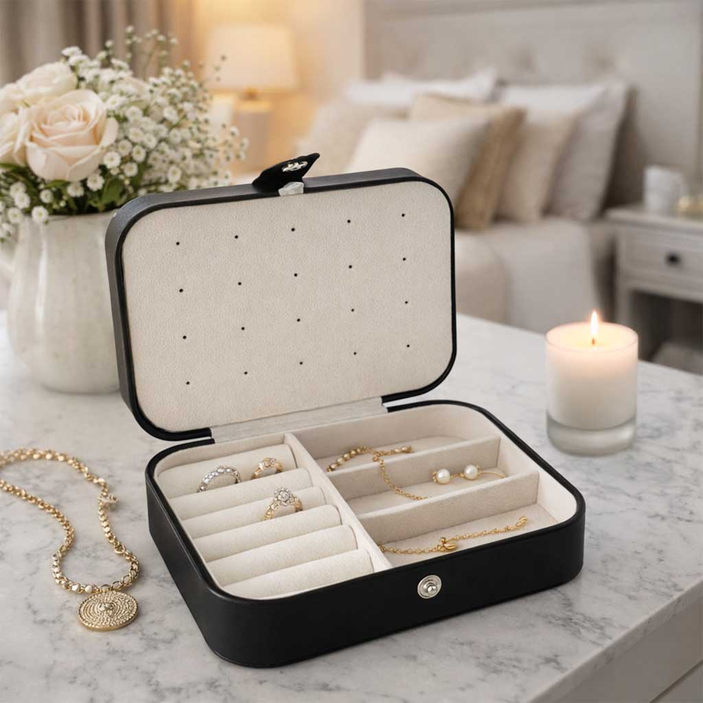 Casket Jewelry Box Organizer Black