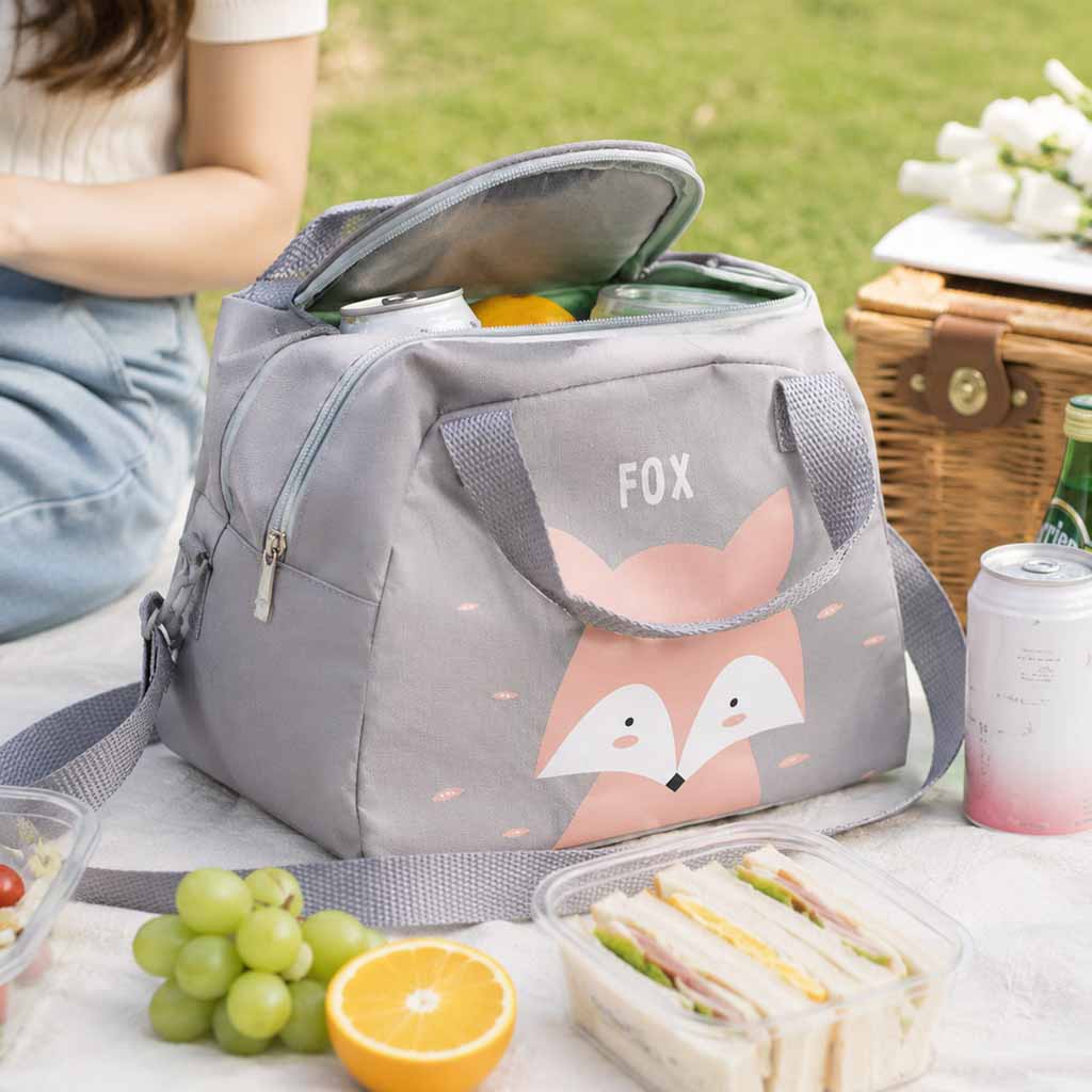 Thermal Insulation Bag Breakfast Lunch Fox Pink
