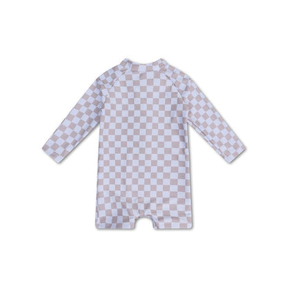 Swim Essentials Uv Swimsuit Boys - Beige/white - Checkmate