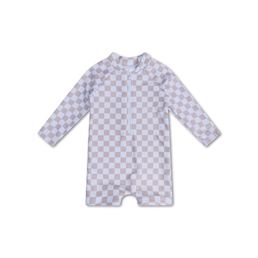 Swim Essentials Uv Swimsuit Boys - Beige/white - Checkmate