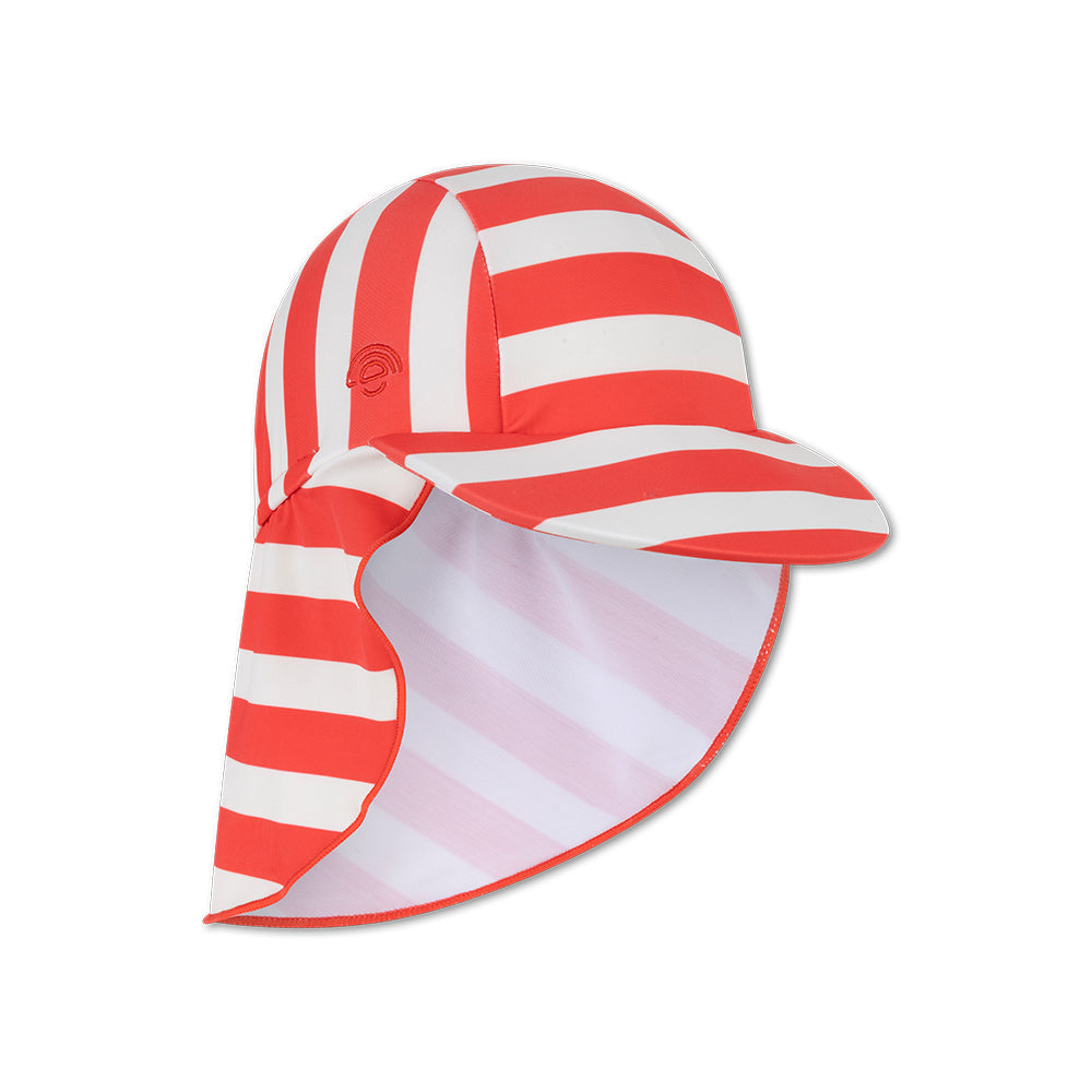 Swim Essentials Uv Sun Cap - Beige/red - Coastal Stripe