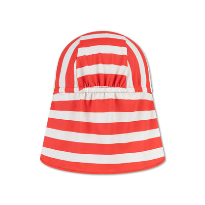 Swim Essentials Uv Sun Cap - Beige/red - Coastal Stripe
