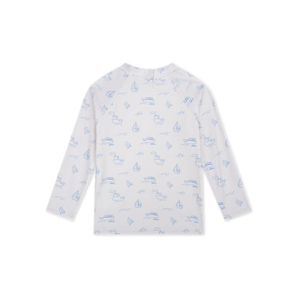 Swim Essentials Uv Swimming T-shirt Long Sleeves - Beige/blue - Seas The Day