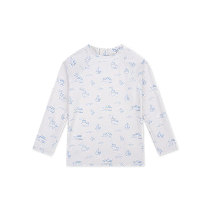 Swim Essentials Uv Swimming T-shirt Long Sleeves - Beige/blue - Seas The Day