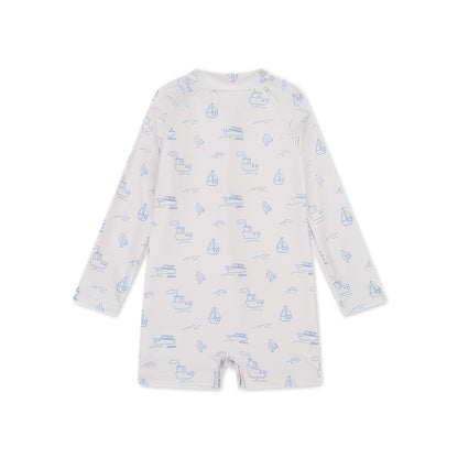 Swim Essentials Uv Swimsuit Boys - Beige/blue - Seas The Day