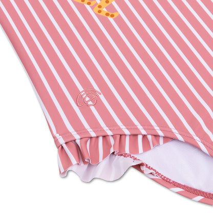 Swim Essentials Swimsuit Girls - Red/white Striped - Daisy Flower