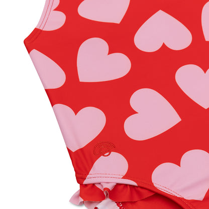Swim Essentials Swimsuit Girls - Red - Hearts