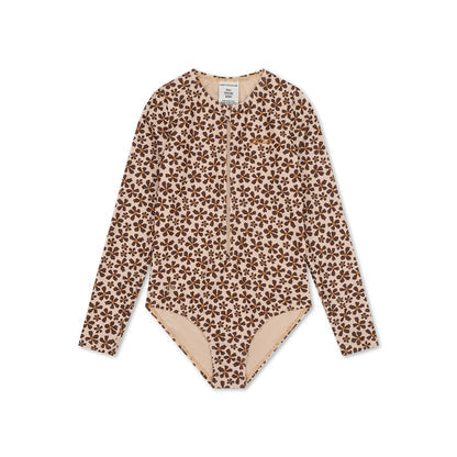 Swim Essentials Uv Swimsuit Girls With Long Sleeves - Orange - Wild Flower