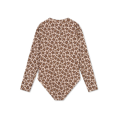 Swim Essentials Uv Swimsuit Girls With Long Sleeves - Orange - Wild Flower