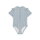 Swim Essentials Swimsuit Girls With Short Sleeves - Green/white - Resort Stripe