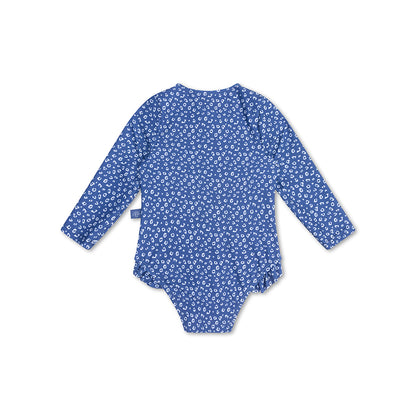 Swim Essentials Uv Swimsuit Girls With Sleeves - Blue - Leopard
