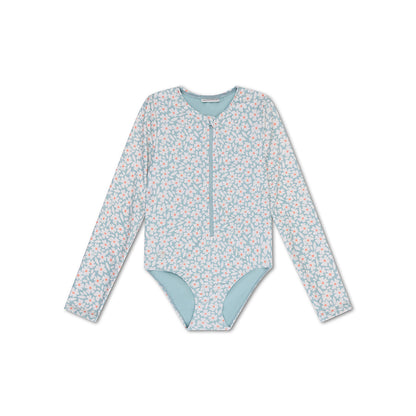 Swim Essentials Uv бански костюм за момичета с ръкави – зелено – цветно