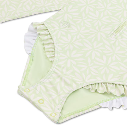 Swim Essentials Uv Swimsuit Girls With Sleeves - Green - Matcha