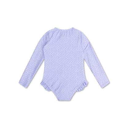 Swim Essentials Uv Бански костюм за момичета с ръкави - Lila - Leopard