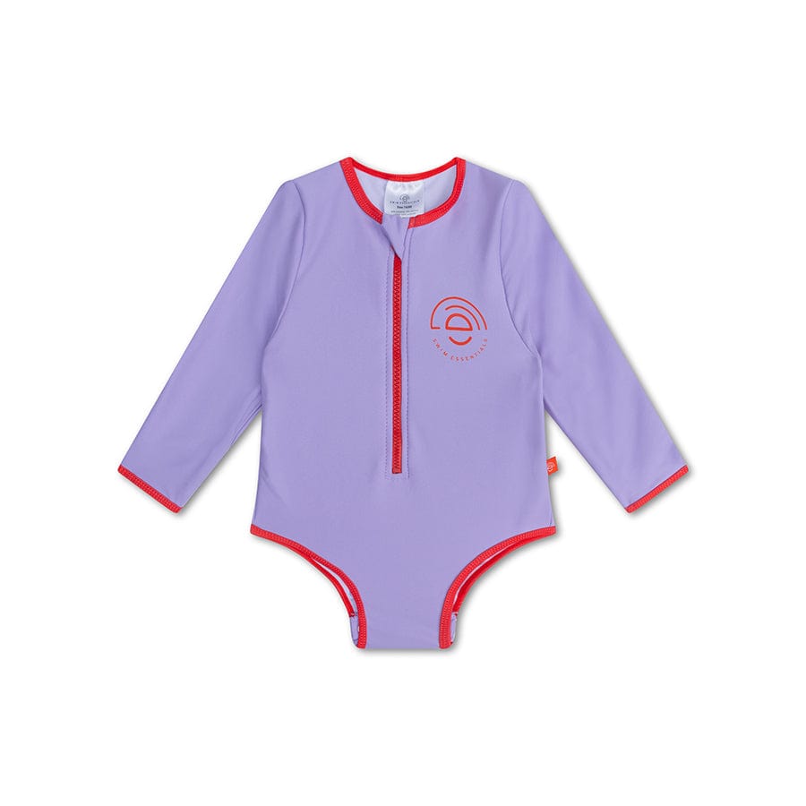 Swim Essentials Uv Swimsuit Girls With Sleeves - Purple - Pure Tones