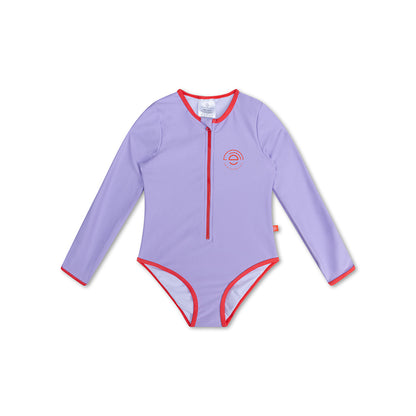 Swim Essentials Uv Swimsuit Girls With Sleeves - Purple - Pure Tones