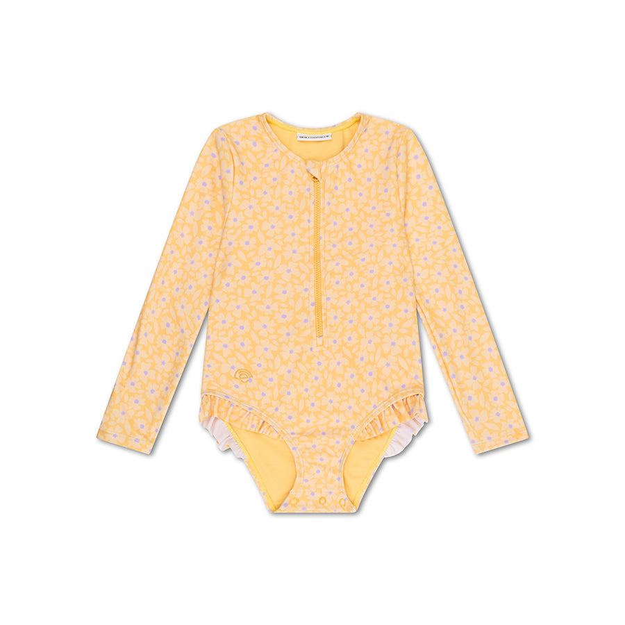 Swim Essentials Uv Swimsuit Girls With Sleeves - Yellow - Florish