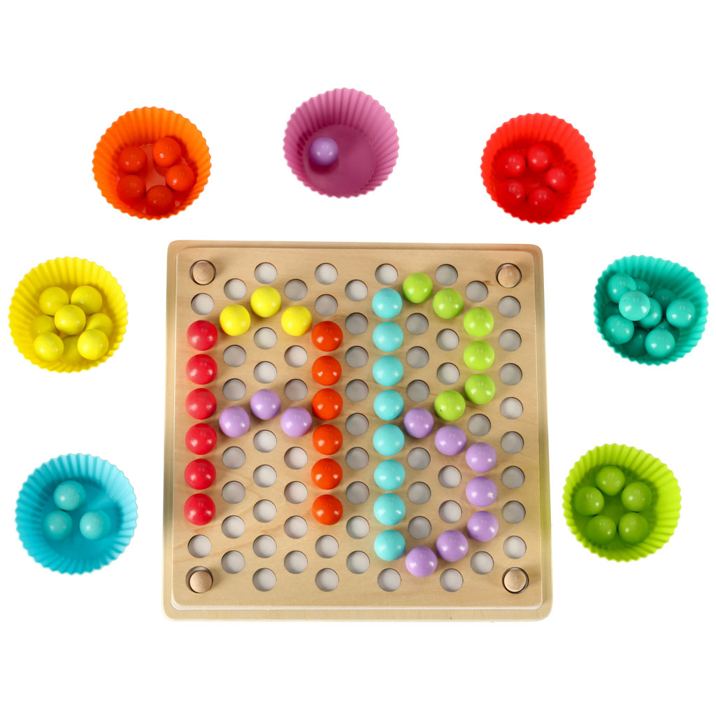Puzzle éducatif en mosaïque de boules de perles Montessori 77el.
