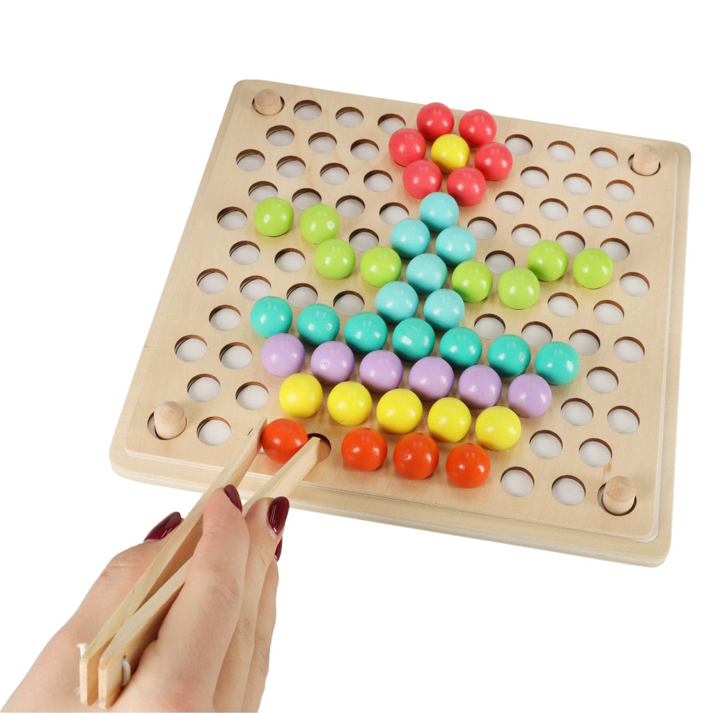 Puzzle éducatif en mosaïque de boules de perles Montessori 77el.