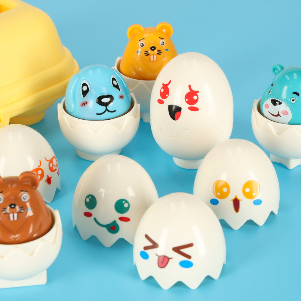Educational Puzzle Sorter Match Shapes Eggs Montessori Animals 6 Pcs