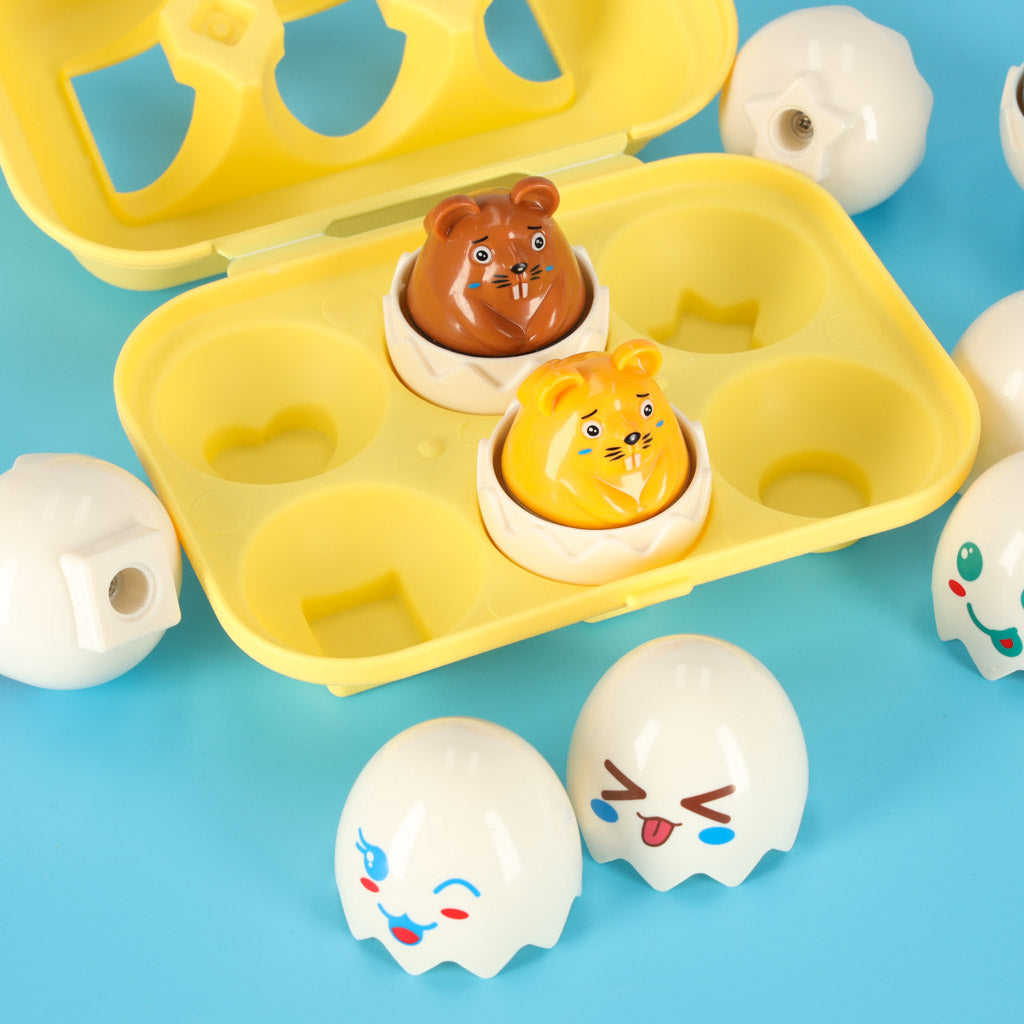Educational Puzzle Sorter Match Shapes Eggs Montessori Animals 6 Pcs