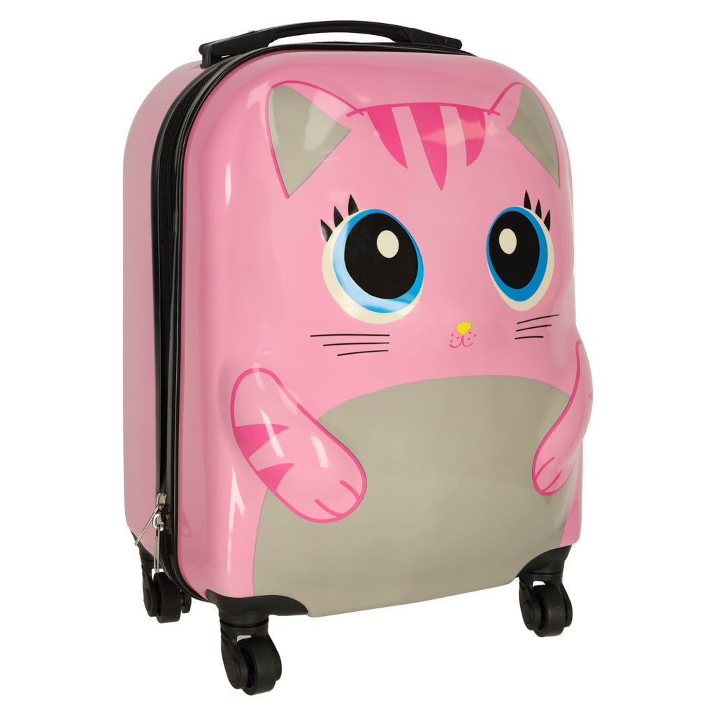 Valise De Voyage Enfant À Roulettes Chat Rose