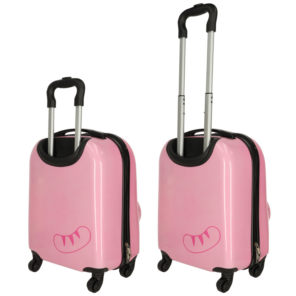 Children's Travel Suitcase On Wheels Cat Pink