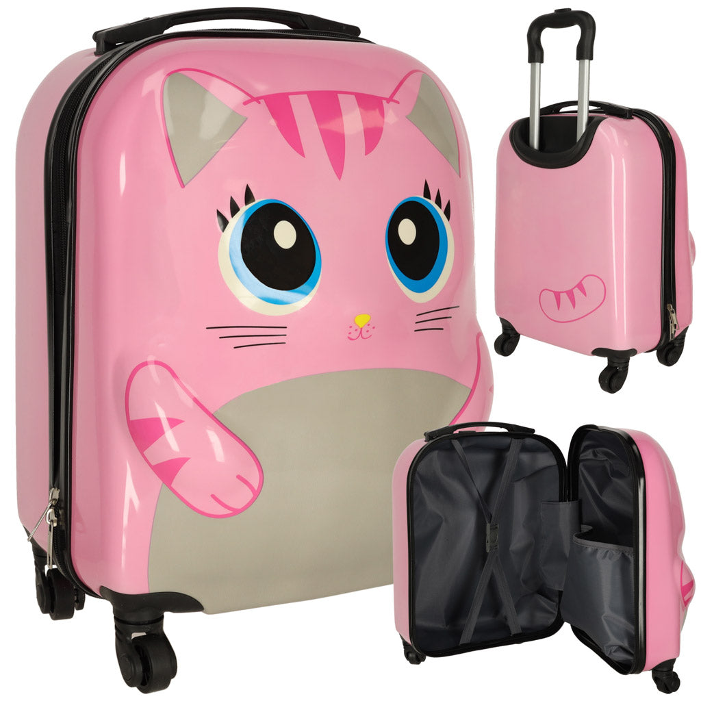 Valise De Voyage Enfant À Roulettes Chat Rose