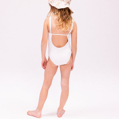 Snámh Essentials Swimsuit Girls - Bán - Péarla Bán