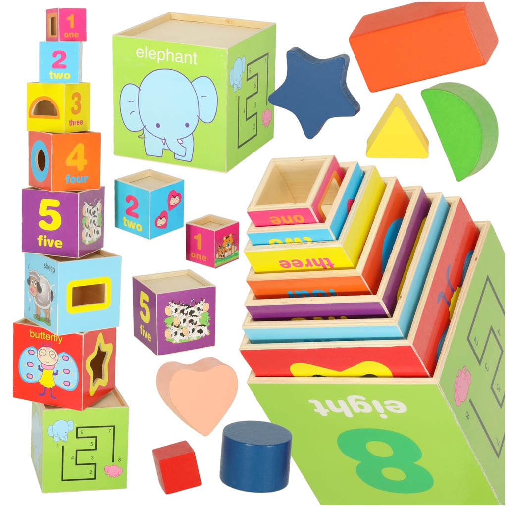Educational Wooden Tower Sorter Shapes Learning To Count 71cm Xxl