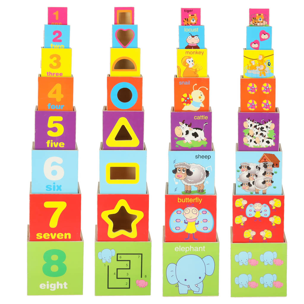 Educational Wooden Tower Sorter Shapes Learning To Count 71cm Xxl