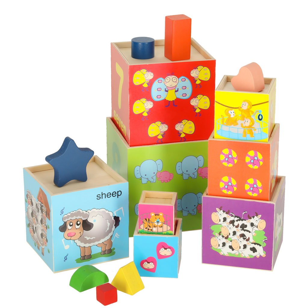 Educational Wooden Tower Sorter Shapes Learning To Count 71cm Xxl