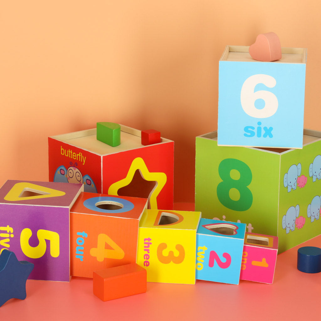 Educational Wooden Tower Sorter Shapes Learning To Count 71cm Xxl