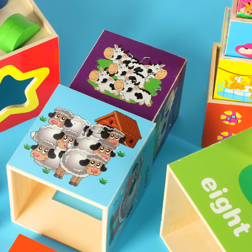 Educational Wooden Tower Sorter Shapes Learning To Count 71cm Xxl