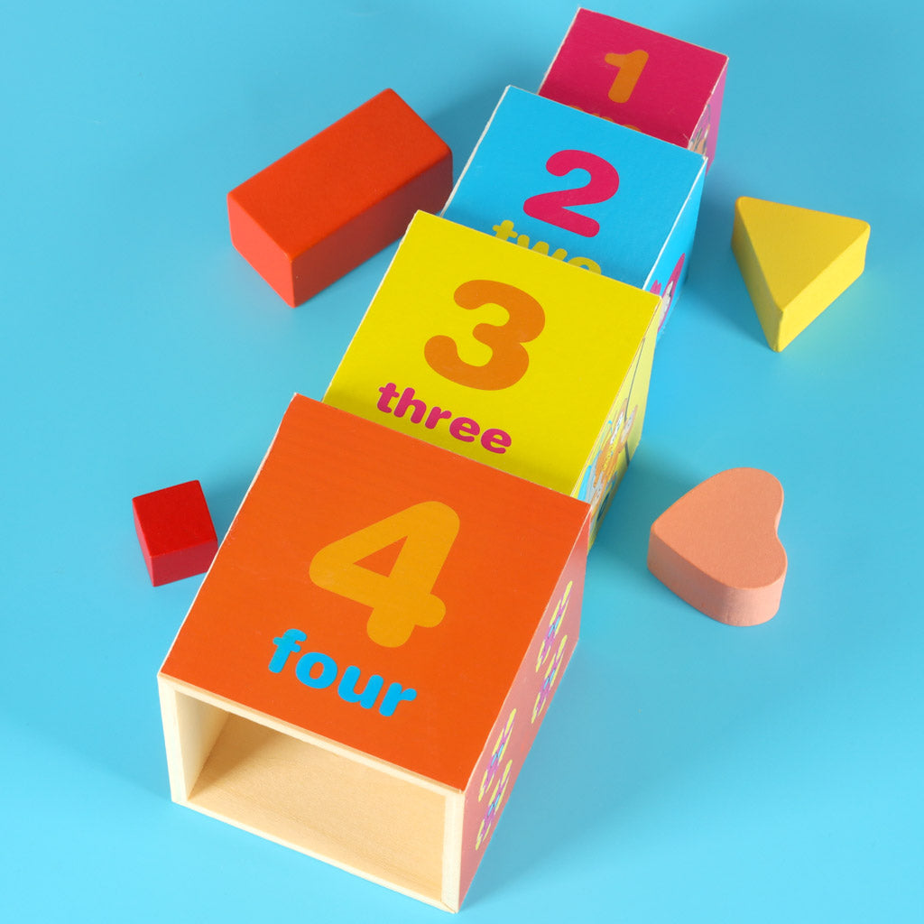 Educational Wooden Tower Sorter Shapes Learning To Count 71cm Xxl
