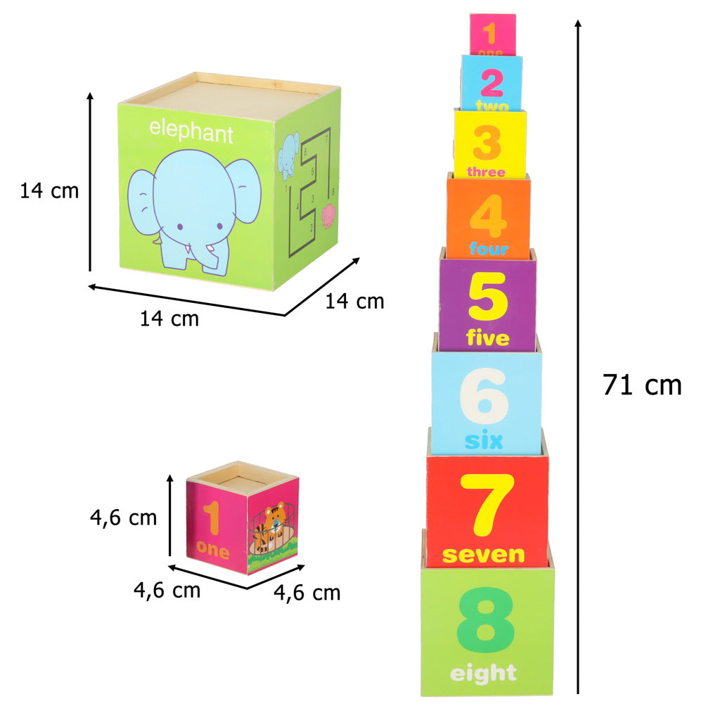 Educational Wooden Tower Sorter Shapes Learning To Count 71cm Xxl