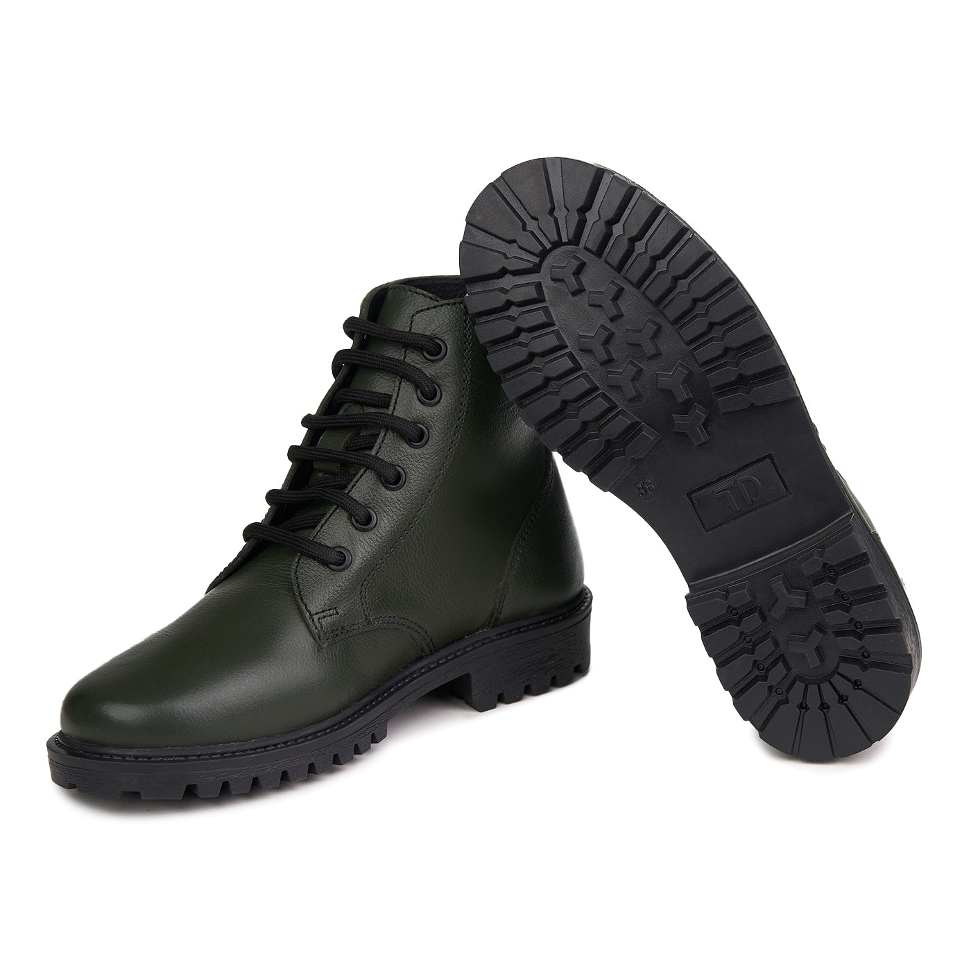 Botki damskie Dechase Skóra naturalna Keff Green Fine Embossed Green
