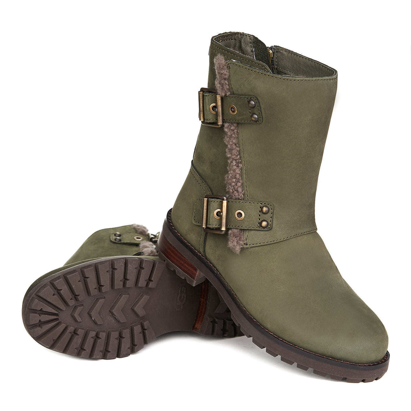 Ugg Niels/sla Čižmy s khaki podšívkou z prírodnej kože