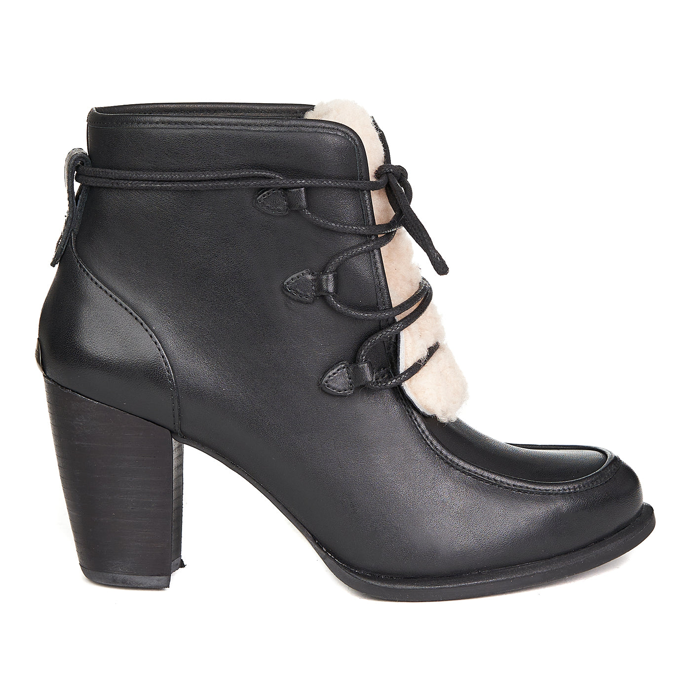 Ugg kotníkové boty Analise Exposed Fur Natural Leather Black