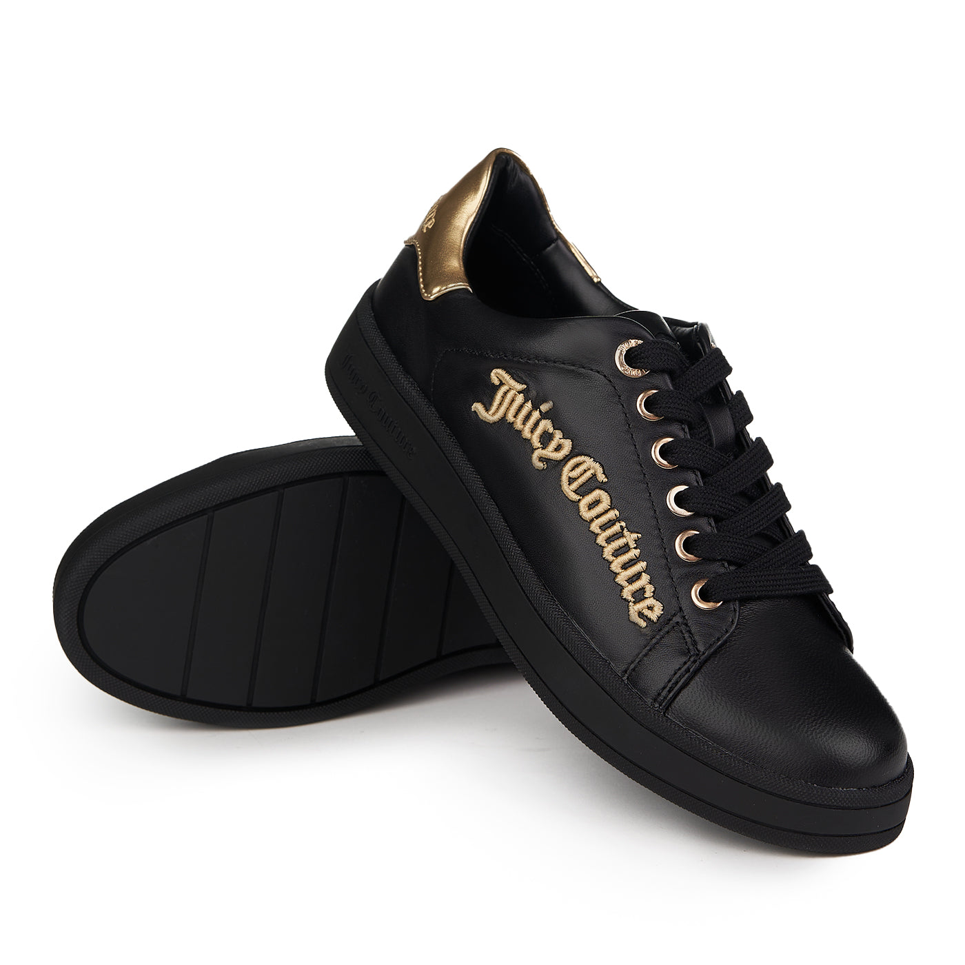 Juicy Couture Zapatillas De Deporte De Cuero Natural Carlie Low Top Negro